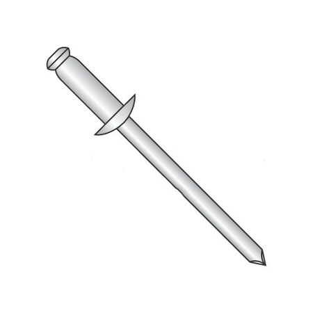 Newport Fasteners Blind Rivet, Dome Head, 1/8 in Dia., 0.462 in L, Steel Body, 10000 PK 949928